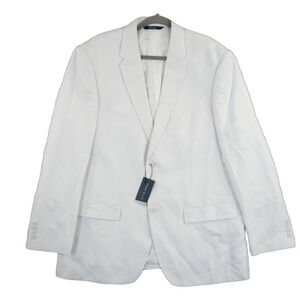 New Perry Ellis White Linen Cotton Blazer Jacket Men's Size 46R Two Button